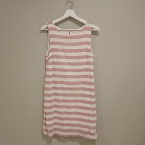 BeachLunchLounge Red and White Sripped Sleeveless Linen Dress - Size S